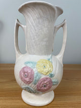 Hull Art Pottery - Open Rose / Camellia - 2 Handled Vase -# 119 - 9" Tall