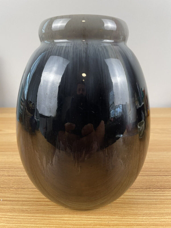 MICHAEL ANDERSEN POTTERY DENMARK BLACK & GRAY DRIP GLAZE DANISH VASE 6.5" Tall