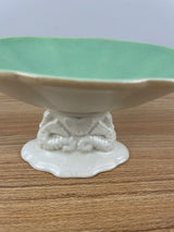 Vintage Cowan Art Pottery Seahorse Green Footed Console Pedestal Bowl 6" Across