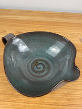 EDWIN and MARY SCHEIER Art Pottery Brown & Blue swirl pitcher  dish With Handle