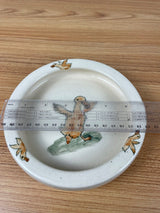 Antique 1920s / 30s Weller Pottery Rolled Edge Hand Painted Duck Baby Plate bowl