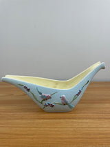 VINTAGE HULL POTTERY SERENADE S9 WINDOW BOX PLANTER VASE BLUE WITH BIRDS 1957