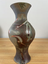 Robert Reiberg Signed Studio Art Pottery Raku Vase 9" Tall  Attractive Shape