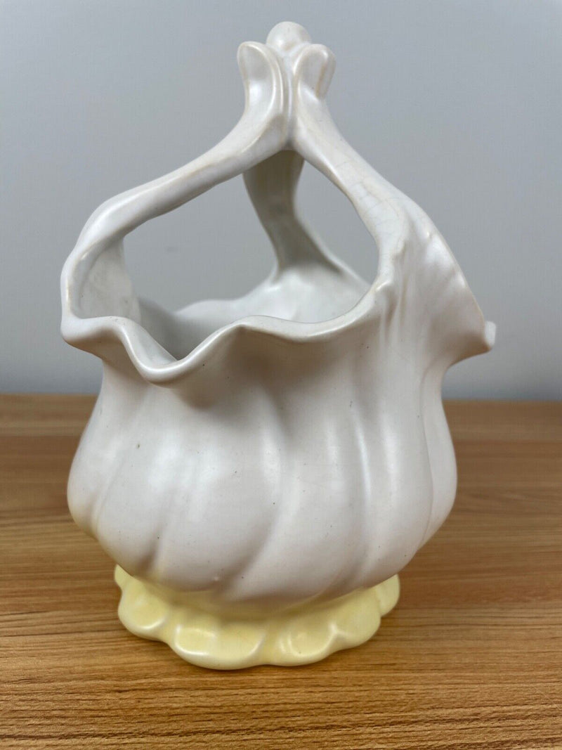 Weller Art Pottery LIDO 8.5" Three Handled Calla Lily Basket Rare Yellow Variant