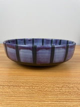 8" Diameter Abstract Bowl by JoAnn Aquinto Purple Green & Black Pewabic Artist