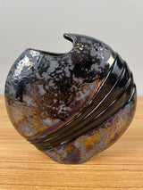 Elegant Arts Studio Pottery Black Glazed and Swirl Art Deco Iridescent Vase