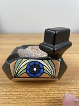 Antoine Dubois Mons Pottery Art Studio 3"x3"  Art Deco Ashtray & Holder Belgium