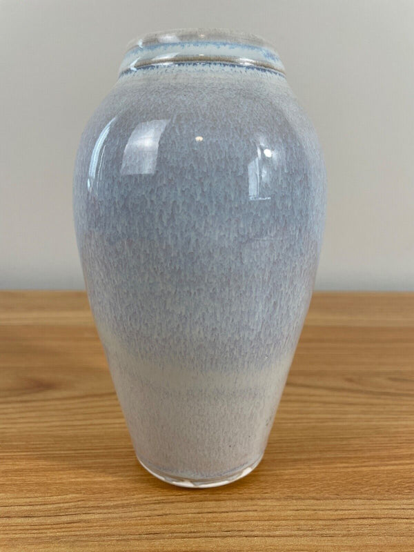 Leon Kula MCM Studio Pottery 6.5” Classical Vase Form Light Blue Glaze