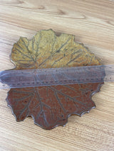 John Bauman Stoneware Art Pottery Plate/Platter Autumn Leaf Shape Matte Glaze