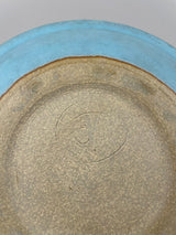 JT Abernathy Art Pottery Centerpiece Plate Ceramic Blue Leaf Design 10.5”