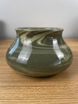 Vintage Unmarked Art Pottery Green Mission Swirl Bowl / Vase Like Niloak