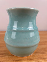 Early Hull Pottery 1920's Solid Turquoise Blue Glossy Glaze Stoneware Vase H 40