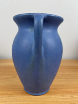 Antique Hand Thrown Hywood Niloak Tall Cobalt Blue Pottery Double Handle Vase 7"