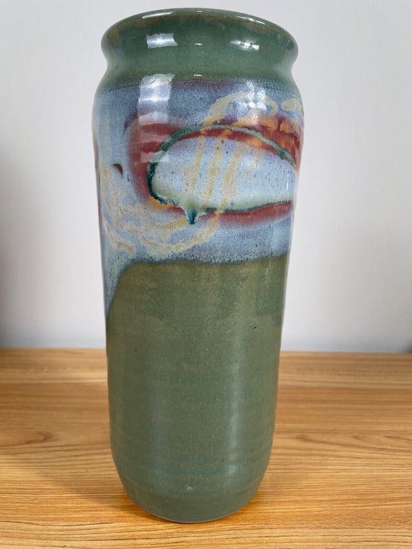 Vintage MCM Frank DiGangi Contemporary Pottery Vase Artist signed Di Gangi 10"