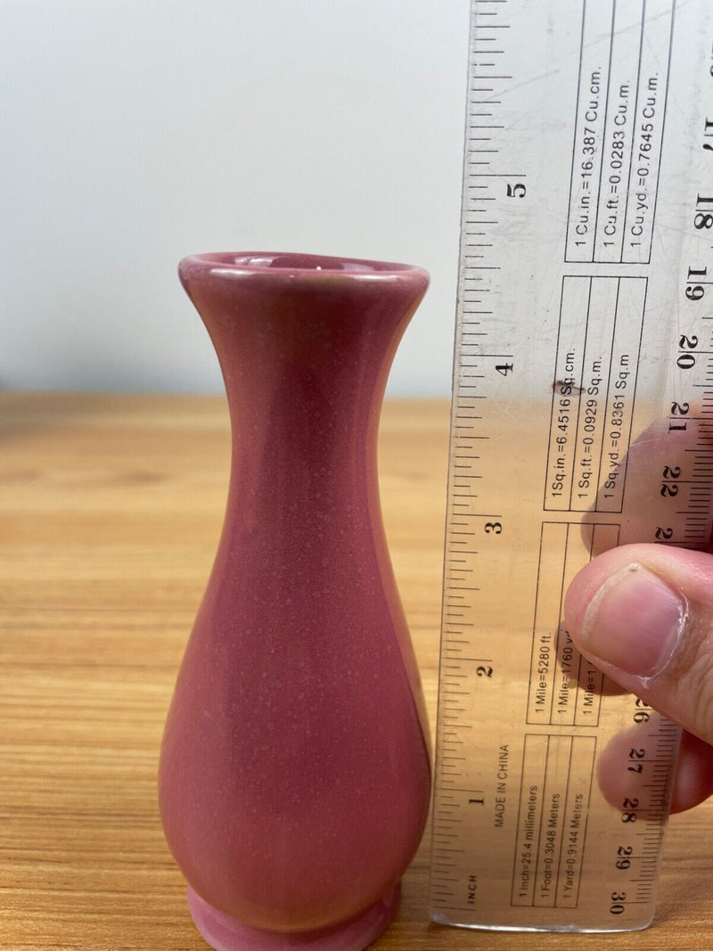 Rosemeade Art Pottery Deep Pink Bud Miniature Vase, 4 3/4”, North Dakota