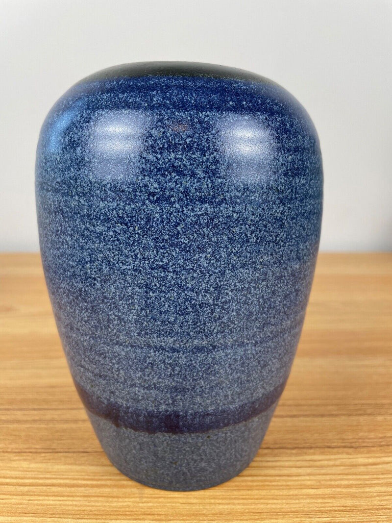 TED SCATCHARD VERMONT 6.5" Tall Banded Blue Stoneware Art Pottery Signed Vase