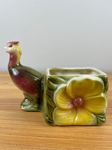 HULL 61 USA POTTERY BIRD PARADISE PLUMERIA FLOWER PLANTER Peacock Pheasant