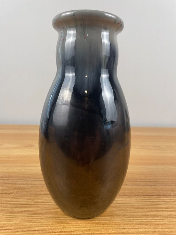 MICHAEL ANDERSEN POTTERY DENMARK BLACK & GRAY DRIP GLAZE DANISH VASE 7.5" Tall