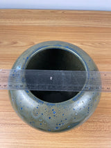 Rare Vintage MCM Thomas Waddelow Matte Green Over Blue Large Circle Orb Vase