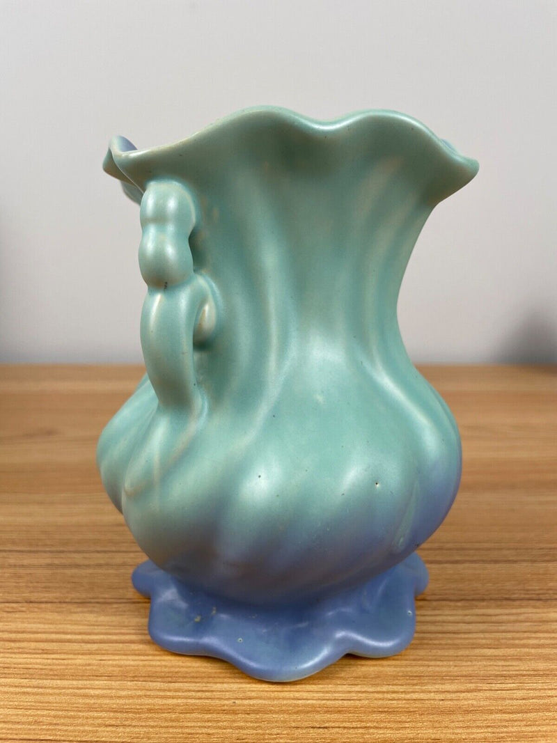 Weller Art Pottery Lido Light Blue To Dark Blue Fade  Swirl Double Handle Vase