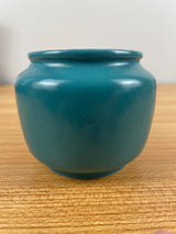 Vintage Cowan Lakeware Teal Bulbous Art Pottery Vase  1940's Stamped 3" Tall