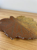 John Bauman Stoneware Art Pottery Plate/Platter Autumn Leaf Shape Matte Glaze