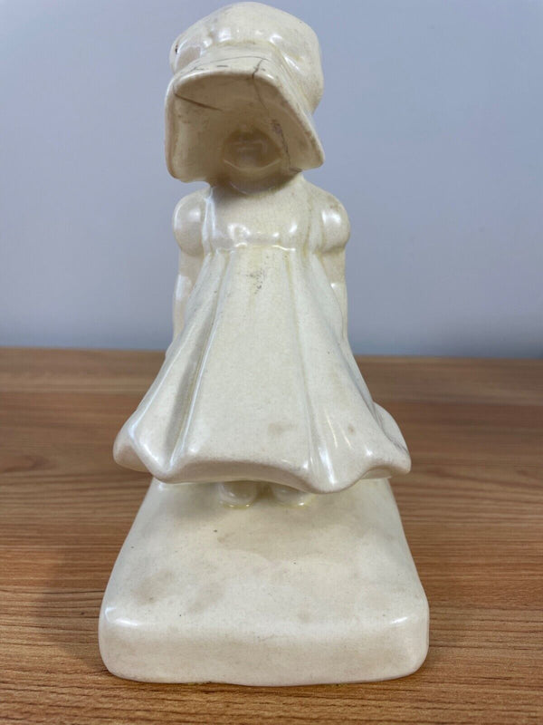 Sunbonnet Sue Figural Girl Bookend Cowan Pottery # 521 Art Deco Vintage Damaged