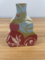 Colleen Williams Clay Colorful Red & Green Art Pottery Studio Vase Tennessee