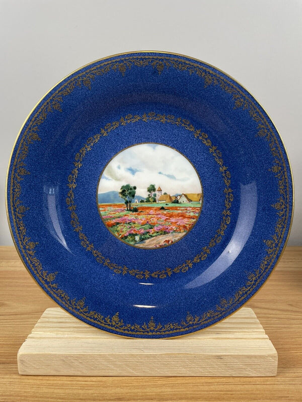 c1910 WEDGWOOD SIGNED HANDPAINTED CABINET PLATE W401 BLUE GOLD