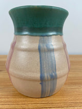 Early Hull Pottery 1920's Vertical Blue Pink Green Stripe Stoneware Vase H 40