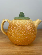 Vintage Weller Art Pottery Tea Pot Pineapple Scaled Desgin With Green Lid