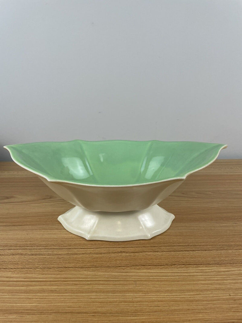 Vintage Cowan Art Pottery Seahorse Green Footed Console Pedestal Bowl 12" Across