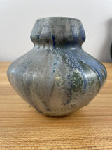 Charles Greber Listed Master Ceramist Antique Art Nouveau Gourd Vase Blue Gray