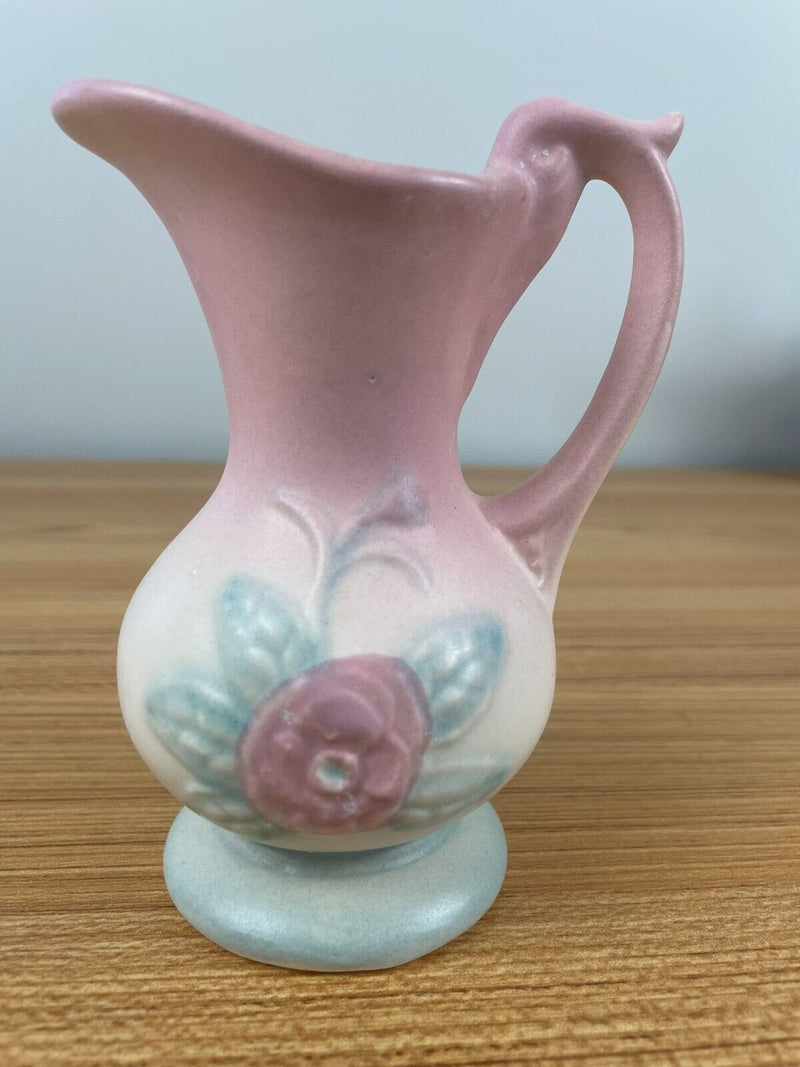 Vintage Hull Art Pottery Handled Vase/Pitcher Pastel Matte Finish #128 - 4 3/4"