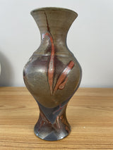 Robert Reiberg Signed Studio Art Pottery Raku Vase 9" Tall  Attractive Shape