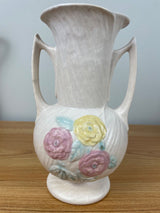 Hull Art Pottery - Open Rose / Camellia - 2 Handled Vase -# 119 - 9" Tall