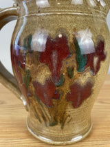 Gordon Webster Pottery Red & Green Abstract Pitcher 7" Sun Valley USA SIGNED