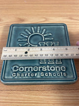 Pewabic Pottery 2011 Cornerstone Charter Schools 5x5 in. Blue Tile