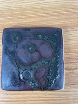 Pewabic Pottery Detroit Purple Red Green Volcanic Glaze Factory Test Tile 4X4