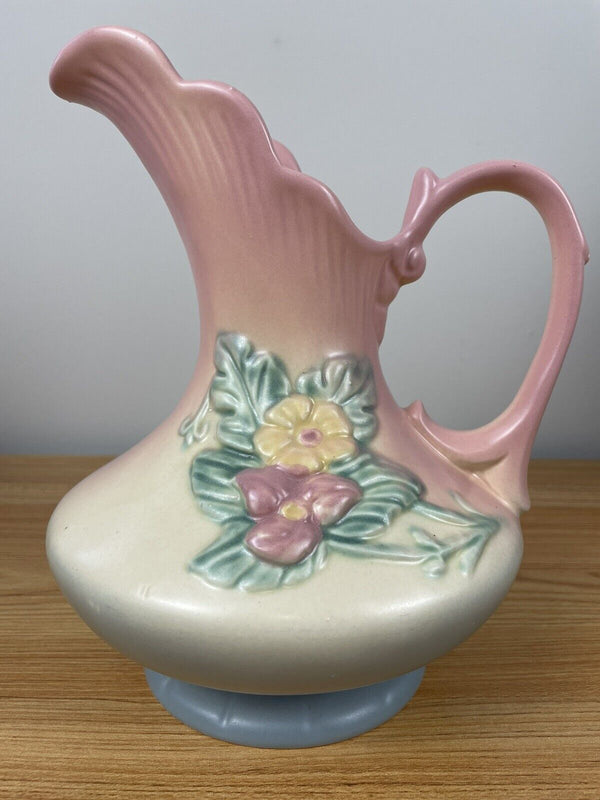 HULL ART POTTERY W-11 8 1/2” WILDFLOWER EWER-MATTE PINK, YELLOW, BLUE EXCELLENT