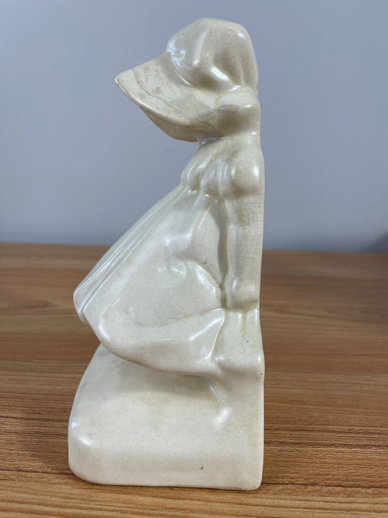 Sunbonnet Sue Figural Girl Bookend Cowan Pottery # 521 Art Deco Vintage Damaged