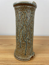 Vintage Brian Beam Dripping Green Ash Glaze Art Pottery 8.5" Tall Vase