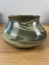 Vintage Unmarked Art Pottery Green Mission Swirl Bowl / Vase Like Niloak