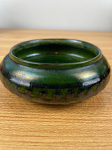 Herman Kahler Vintage Danish Green Pottery Bowl Made in Denmark Marked Signed