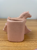 VINTAGE ROYAL HAEGER CERAMIC PINK ROCKING HORSE PLANTER MINIATURE USA