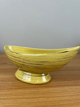 Vtg MCM By McCoy Harmony Yellow Brown Striated Pedastal Canoe Pottery Planter