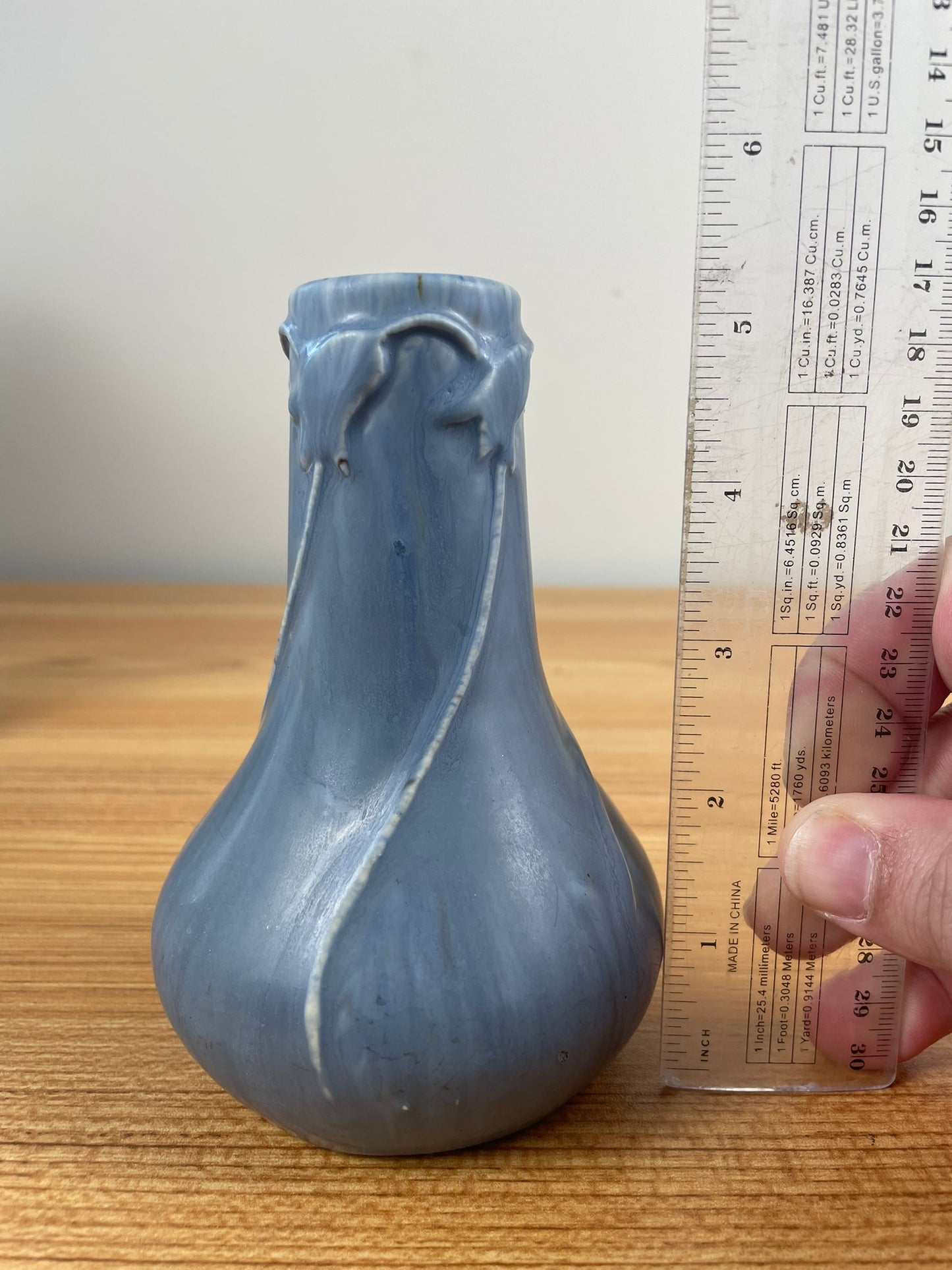 Pewabic Pottery 1903-1907 Stylized Lily Of The Valley Pale Blue Vase