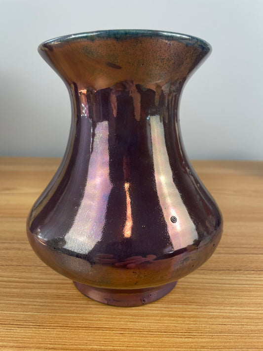 Pewabic Pottery 1920s Purple Iridescent Glaze Flared Rim Vase