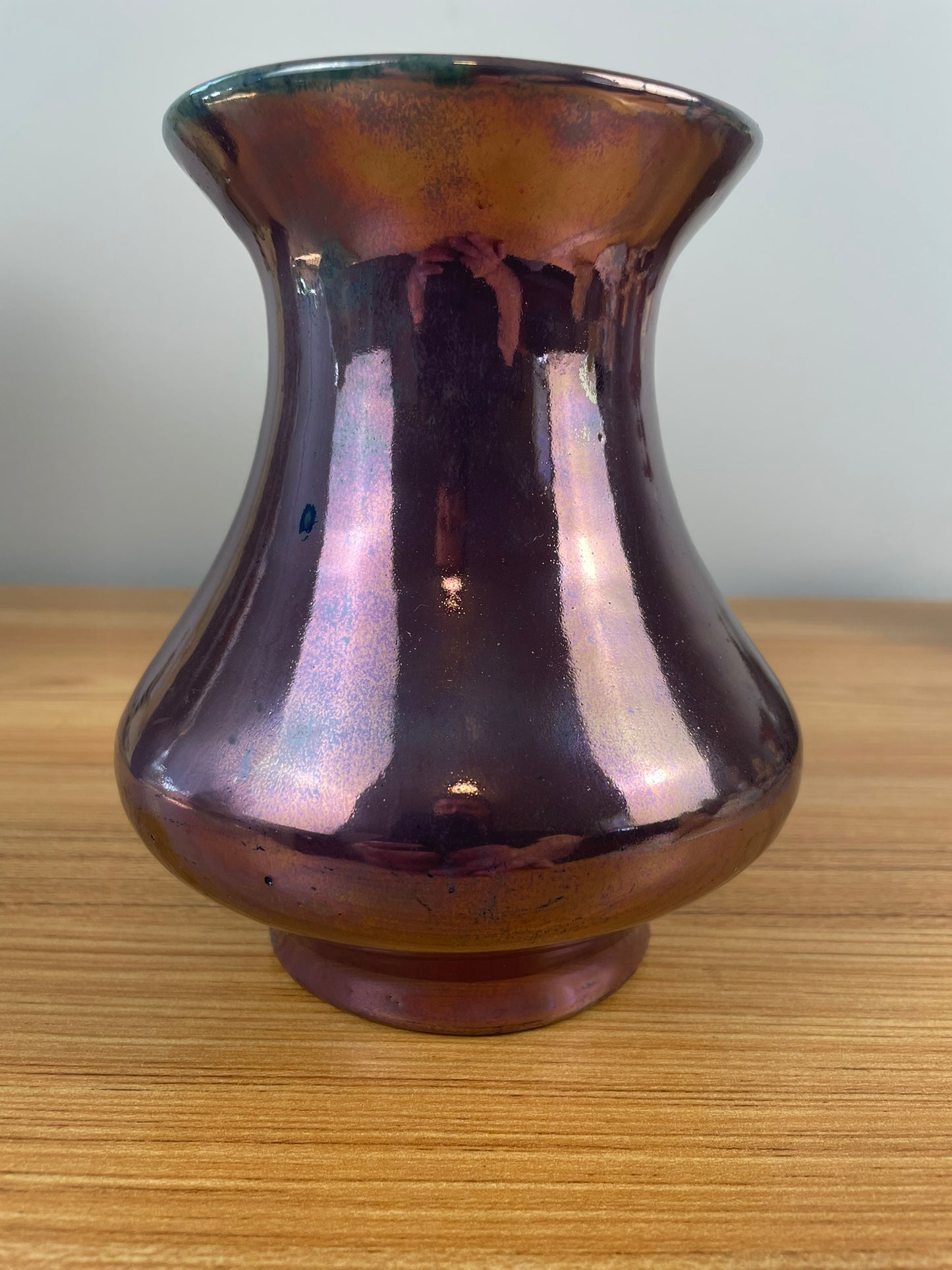 Pewabic Pottery 1920s Purple Iridescent Glaze Flared Rim Vase