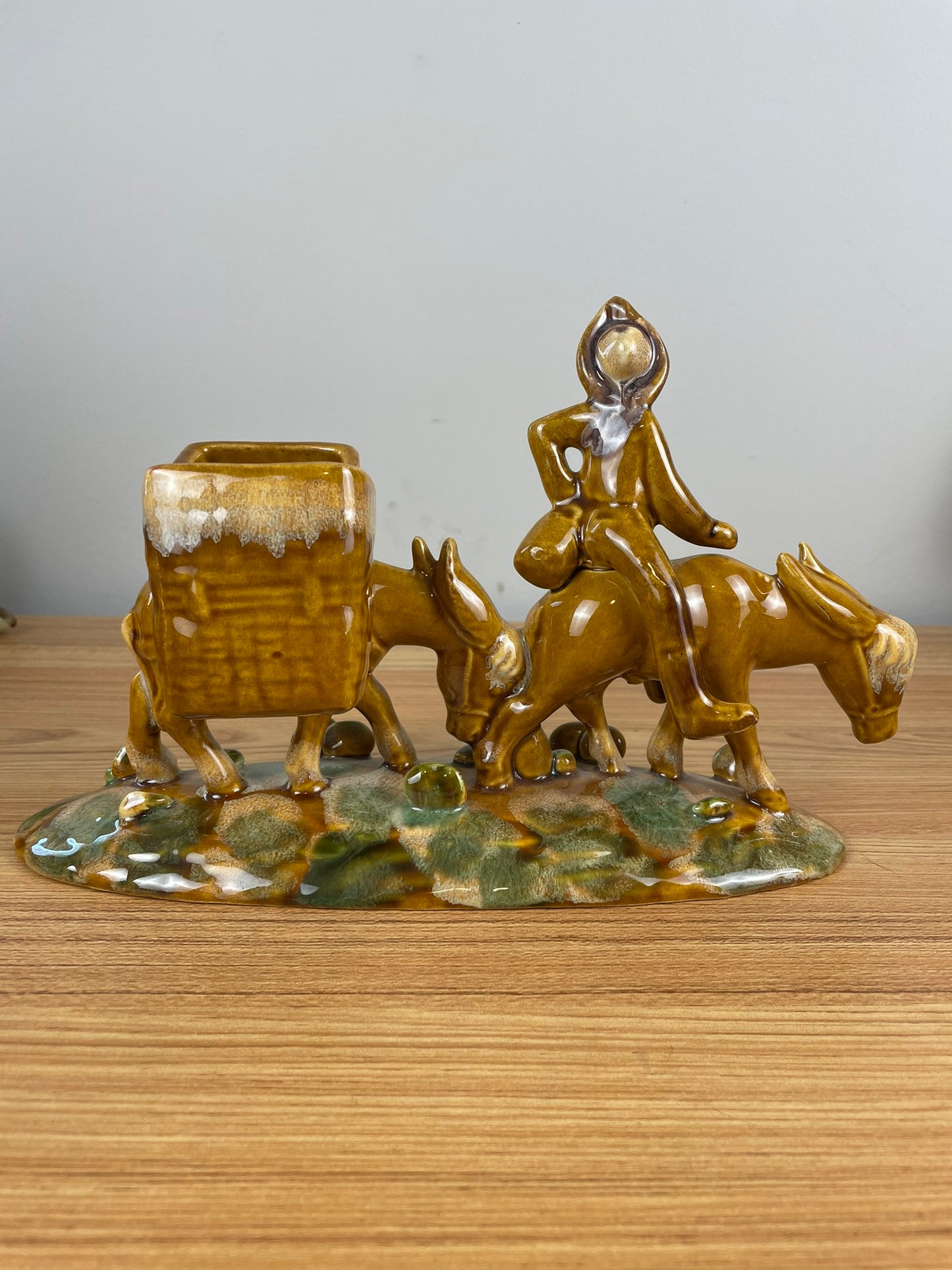 ROYAL HAEGER ART POTTERY PROSPECTOR WITH MULES PLANTER MATCH HOLDER 1940S